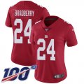Wholesale Cheap Nike Giants #24 James Bradberry Red Alternate Women's Stitched NFL 100th Season Vapor Untouchable Limited Jersey