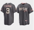Wholesale Cheap Men's Washington Nationals #3 Alcides Escobar 2022 Grey City Connect Cherry Blossom Cool Base Stitched Jersey
