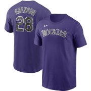 Wholesale Cheap Colorado Rockies #28 Nolan Arenado Nike Name & Number T-Shirt Purple