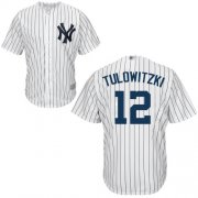 Wholesale Cheap Yankees #12 Troy Tulowitzki White Cool Base Stitched Youth MLB Jersey