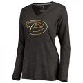 Wholesale Cheap Women's Arizona Diamondbacks Gold Collection Long Sleeve V-Neck Tri-Blend T-Shirt Black