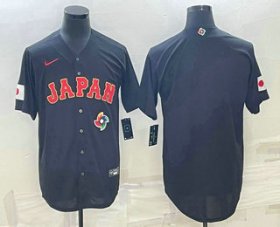 Wholesale Cheap Men\'s Japan Baseball Blank 2023 Black World Classic Stitched Jersey