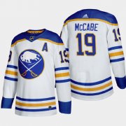 Cheap Buffalo Sabres #19 Jake Mccabe Men's Adidas 2020-21 Away Authentic Player Stitched NHL Jersey White