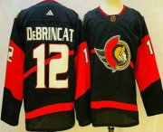 Wholesale Cheap Men's Ottawa Senators #12 Alex DeBrincat Black 2022 Reverse Retro Authentic Jersey