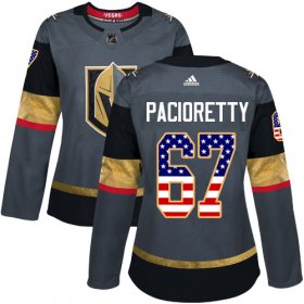 Wholesale Cheap Adidas Golden Knights #67 Max Pacioretty Grey Home Authentic USA Flag Women\'s Stitched NHL Jersey