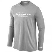 Wholesale Cheap Nike Seattle Seahawks Authentic Font Long Sleeve T-Shirt Grey