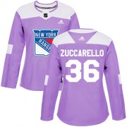 Wholesale Cheap Adidas Rangers #36 Mats Zuccarello Purple Authentic Fights Cancer Women's Stitched NHL Jersey