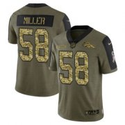 Wholesale Cheap Men's Olive Denver Broncos #58 Von Miller 2021 Camo Salute To Service Limited Stitched Jersey