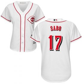 Wholesale Cheap Reds #17 Chris Sabo White Home Women\'s Stitched MLB Jersey