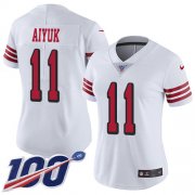 Wholesale Cheap Nike 49ers #11 Brandon Aiyuk White Women's Stitched NFL Limited Rush 100th Season Jersey