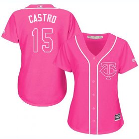 Wholesale Cheap Twins #15 Jason Castro Pink Fashion Women\'s Stitched MLB Jersey
