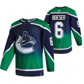 Wholesale Cheap Vancouver Canucks #6 Brock Boeser Green Men\'s Adidas 2020-21 Reverse Retro Alternate NHL Jersey