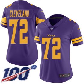 Wholesale Cheap Nike Vikings #72 Ezra Cleveland Purple Women\'s Stitched NFL Limited Rush 100th Season Jersey