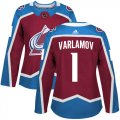 Wholesale Cheap Adidas Avalanche #1 Semyon Varlamov Burgundy Home Authentic Women's Stitched NHL Jersey