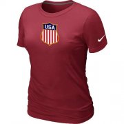Wholesale Cheap Women's Nike Team USA Hockey Winter Olympics KO Collection Locker Room T-Shirt Red