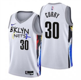 Wholesale Cheap Men\'s Brooklyn Nets #30 Seth Curry 2022-23 White City Edition Stitched Basketball Jersey