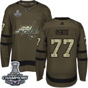 Wholesale Cheap Adidas Capitals #77 T. J. Oshie Green Salute to Service Stanley Cup Final Champions Stitched Youth NHL Jersey