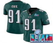 Wholesale Cheap Men's Philadelphia Eagles #91 Fletcher Cox Limited Green Super Bowl LVII Vapor Jersey