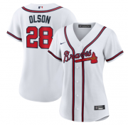 Wholesale Cheap Women's Atlanta Braves #28 Matt Olson White Cool Base Stitched Jersey