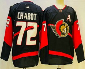 Wholesale Cheap Men\'s Ottawa Senators #72 Thomas Chabot Black 2022 Reverse Retro Authentic Jersey