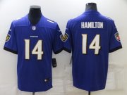 Wholesale Cheap Men's Baltimore Ravens #14 Kyle Hamilton Purple Vapor Untouchable Limited Stitched Jersey