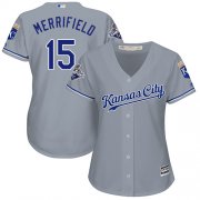 Wholesale Cheap Royals #15 Whit Merrifield Grey Road Women's Stitched MLB Jersey