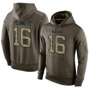 Wholesale Cheap NFL Men's Nike Oakland Raiders #16 Jim Plunkett Stitched Green Olive Salute To Service KO Performance Hoodie