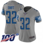 Wholesale Cheap Nike Lions #32 D'Andre Swift Gray Women's Stitched NFL Limited Inverted Legend 100th Season Jersey