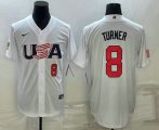 Wholesale Cheap Mens USA Baseball #8 Trea Turner Number 2023 White World Baseball Classic Stitched Jersey