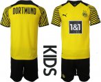 Wholesale Cheap Youth 2021-2022 Club Borussia Dortmund home yellow blank Soccer Jersey