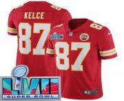 Wholesale Cheap Youth Kansas City Chiefs #87 Travis Kelce Limited Red Super Bowl LVII Vapor Jersey