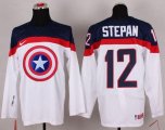 Wholesale Cheap Olympic Team USA #12 Derek Stepan White Captain America Fashion Stitched NHL Jersey