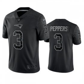 Wholesale Cheap Men\'s New England Patriots #3 Jabrill Peppers Black Reflective Limited Stitched Football Jersey