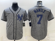 Wholesale Cheap Men's New York Yankees #7 Mickey Mantle Grey Gridiron Cool Base Stitched Jerseys