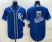 Wholesale Cheap Men's Kansas City Royals Big Logo Light Blue Stitched MLB Cool Base Nike Jerseys