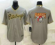 Wholesale Cheap Men's Pittsburgh Pirates Big Logo Grey Stitched MLB Cool Base Nike Jersey