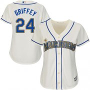 Wholesale Cheap Mariners #24 Ken Griffey Cream Alternate Women's Stitched MLB Jersey
