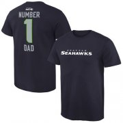Wholesale Cheap Men's Seattle Seahawks Pro Line College Number 1 Dad T-Shirt Navy