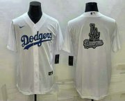 Wholesale Cheap Men's Los Angeles Dodgers White Team Big Logo Cool Base Stitched Baseball Jerseys
