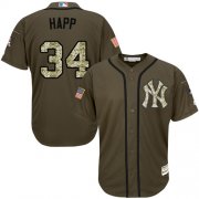 Wholesale Cheap Yankees #34 J.A. Happ Green Salute to Service Stitched MLB Jersey