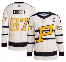 Wholesale Cheap Men\'s Pittsburgh Penguins #87 Sidney Crosby Cream 2023 Winter Classic Stitched Jersey
