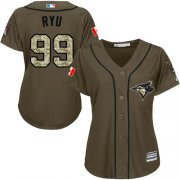 Wholesale Cheap Blue Jays #99 Hyun-Jin Ryu Green Salute to Service Women's Stitched MLB Jersey
