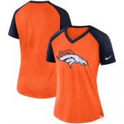 Wholesale Cheap Women's Denver Broncos Nike Orange-Navy Top V-Neck T-Shirt