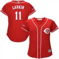 Wholesale Cheap Reds #11 Barry Larkin Red Alternate Women's Stitched MLB Jersey
