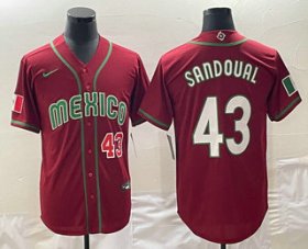 Wholesale Cheap Men\'s Mexico Baseball #43 Patrick Sandoval Number 2023 Red World Classic Stitched Jersey1