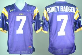 Wholesale Cheap LSU Tigers #7 Honey Badger Purple Jersey