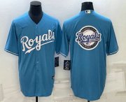 Wholesale Cheap Men's Kansas City Royals Big Logo Blue Stitched MLB Cool Base Nike Jersey