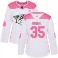 Wholesale Cheap Adidas Predators #35 Pekka Rinne White/Pink Authentic Fashion Women's Stitched NHL Jersey