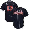 Wholesale Cheap Braves #13 Ronald Acuna Jr. Navy Blue Cool Base Stitched Youth MLB Jersey