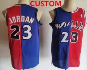 Wholesale Cheap Men's Chicago Bulls Custom Blue Red Two Tone Stitched Hardwood Classic Swingman Jerseys